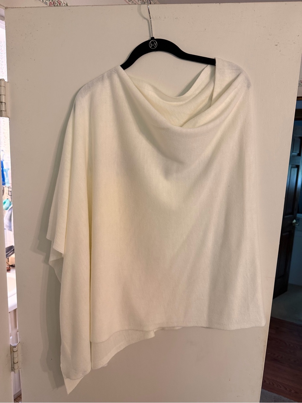 Cream Drape Neck Poncho